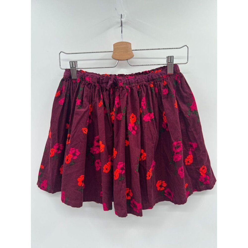 Lands End Girls Size Medium Purple Floral Printed Corduroy Skirt‎